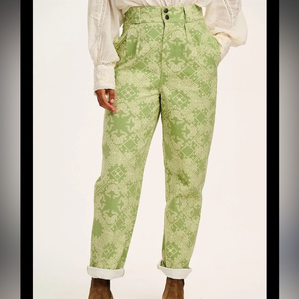 nwot LUCY & YAK Addison - Tapered Twill Trousers in Eldorado W32 / REG- US 10